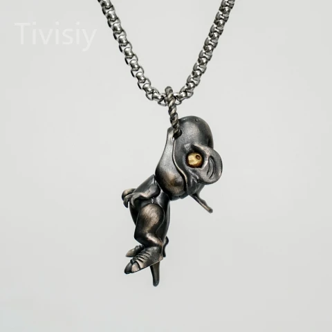 Artistic Velociraptor Dino Vintage Pendant with Moveable Limbs and Biteable Mouth